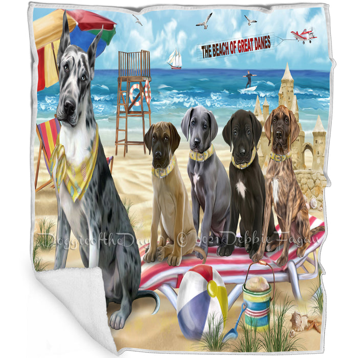 Pet Friendly Beach Great Danes Dog Blanket BLNKT52905