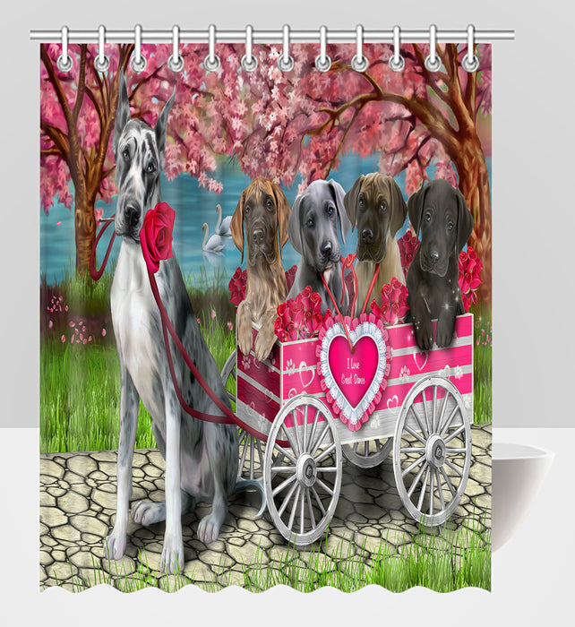 I Love Great Dane Dogs in a Cart Shower Curtain