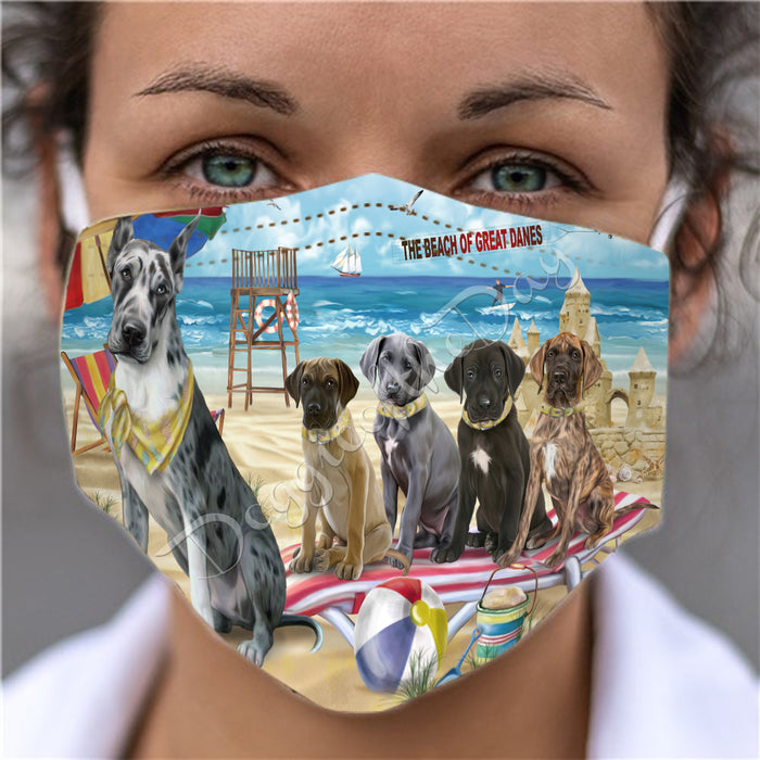 Pet Friendly Beach Great Dane Dogs Face Mask FM49106