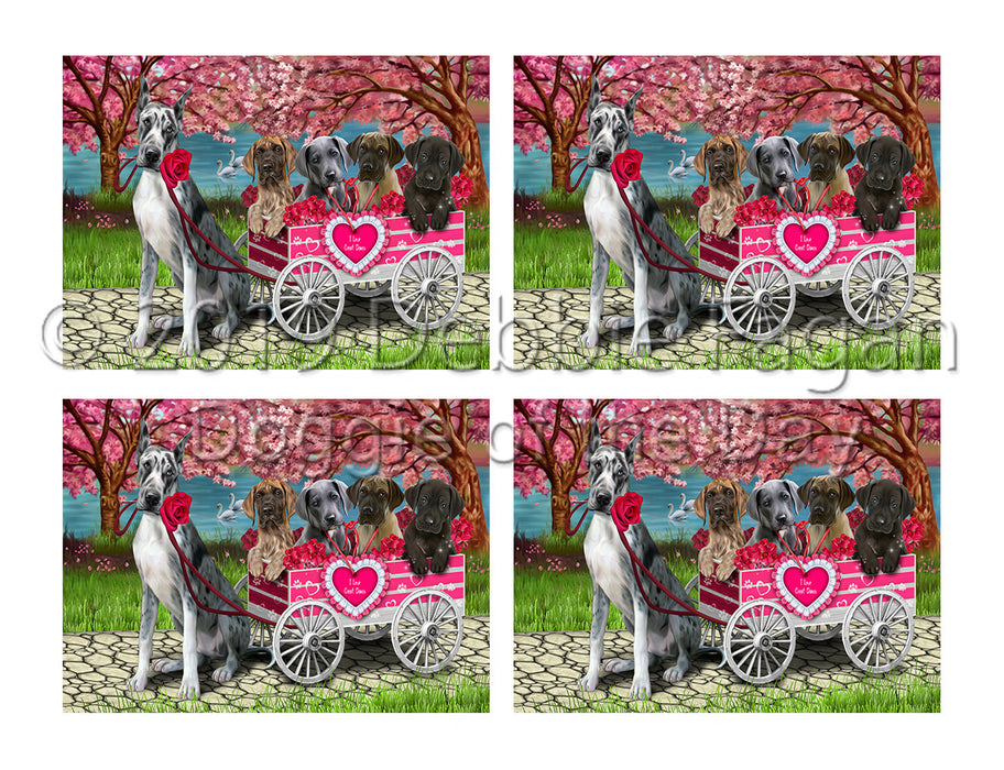 I Love Great Dane Dogs in a Cart Placemat