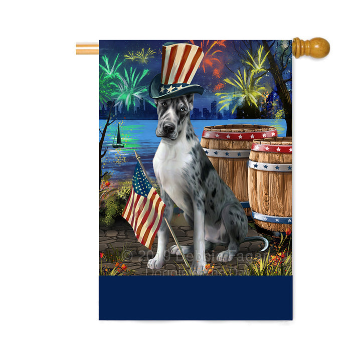 Personalized 4th of July Firework Great Dane Dog Custom House Flag FLG-DOTD-A57989