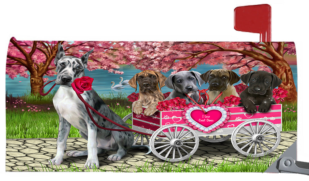I Love Great Dane Dogs in a Cart Magnetic Mailbox Cover MBC48559