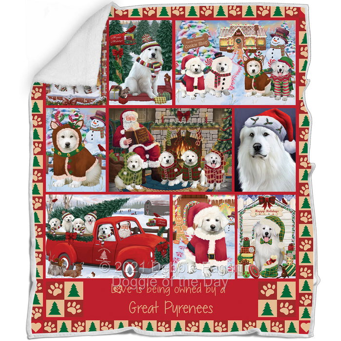 Love is Being Owned Christmas Great Pyrenee Dogs Blanket BLNKT143472