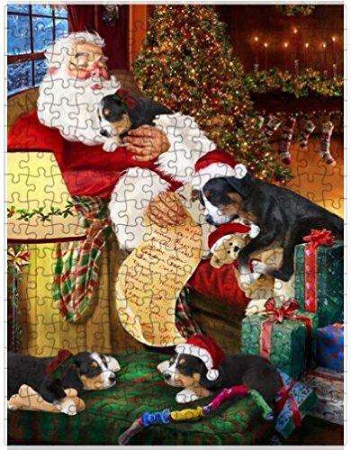 Greater Swiss Mountain Dog and Puppies Sleeping with Santa Puzzle with Photo Tin
