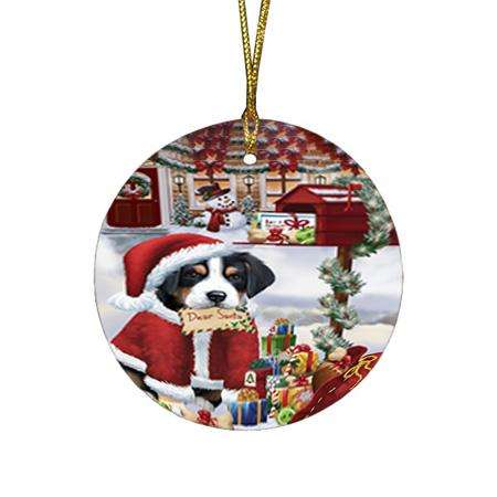 Greater Swiss Mountain Dog Dear Santa Letter Christmas Holiday Mailbox Round Flat Christmas Ornament RFPOR53532