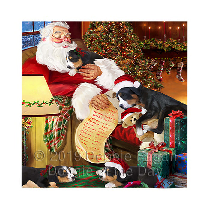 Santa Sleeping with Greater Swiss Mountain Dog Square Towel 