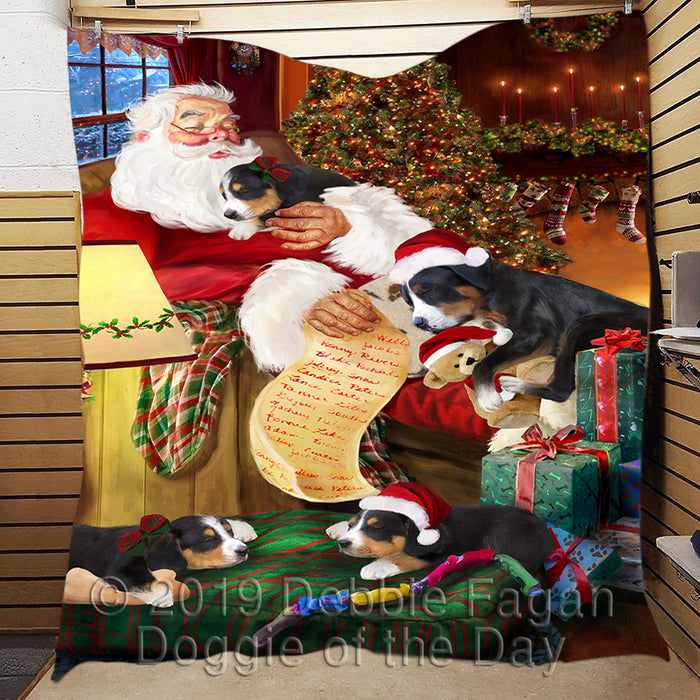 Santa Sleeping with Greater Swiss Mountain Dog Quilt