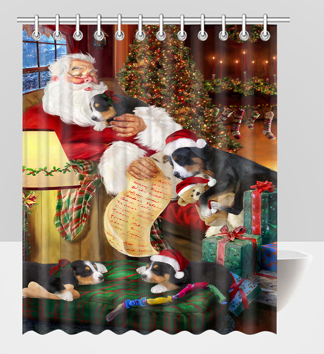 Santa Sleeping with Greater Swiss Mountain Dog Shower Curtain