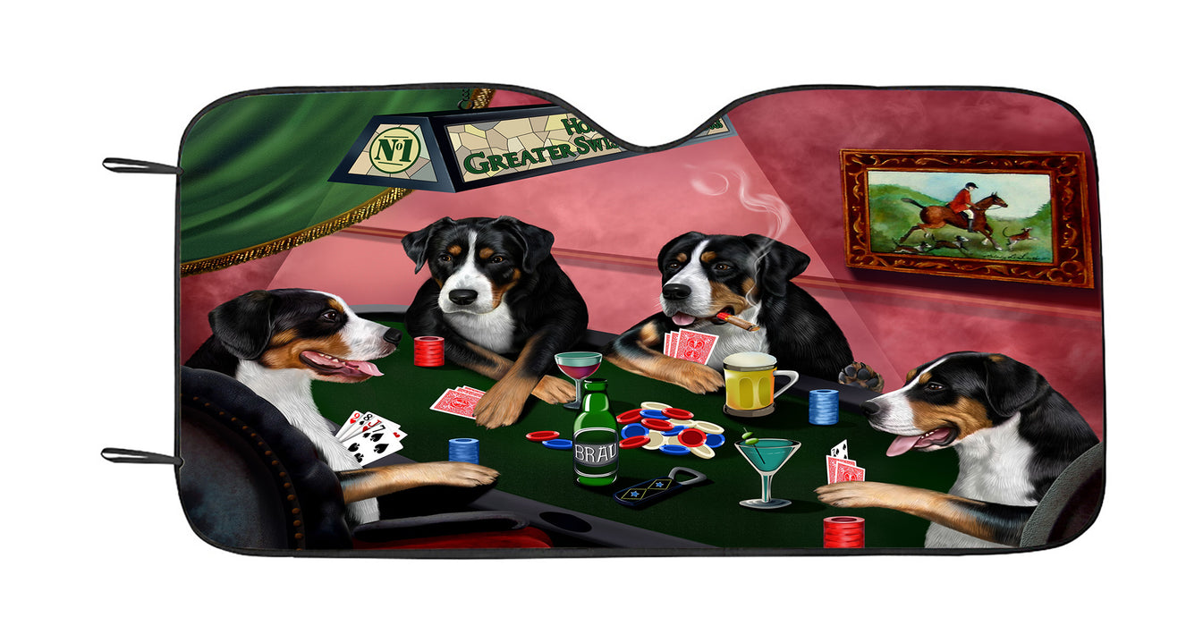 Home of  Greater Swiss Mountain Dogs Playing Poker Car Sun Shade