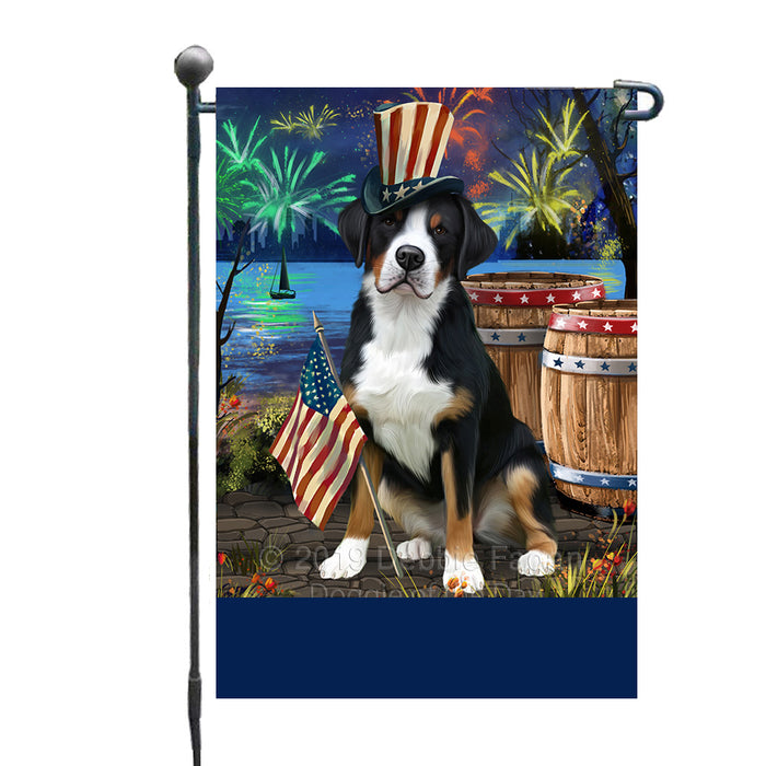 Personalized 4th of July Firework Greater Swiss Mountain Dog Custom Garden Flags GFLG-DOTD-A57942