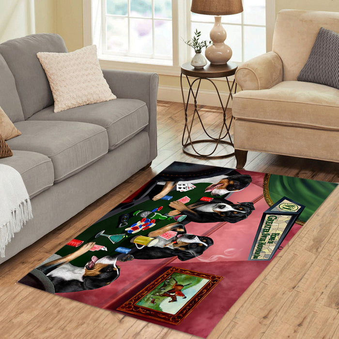 Home of  Greater Swiss Mountain Dogs Playing Poker Area Rug