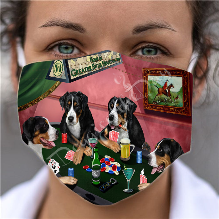 Home of Greater Swiss Mountain Dogs Playing Poker Face Mask FM49798