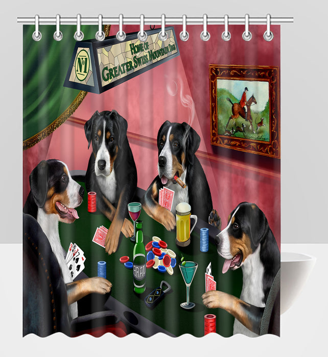 Home of  Greater Swiss Mountain Dogs Playing Poker Shower Curtain