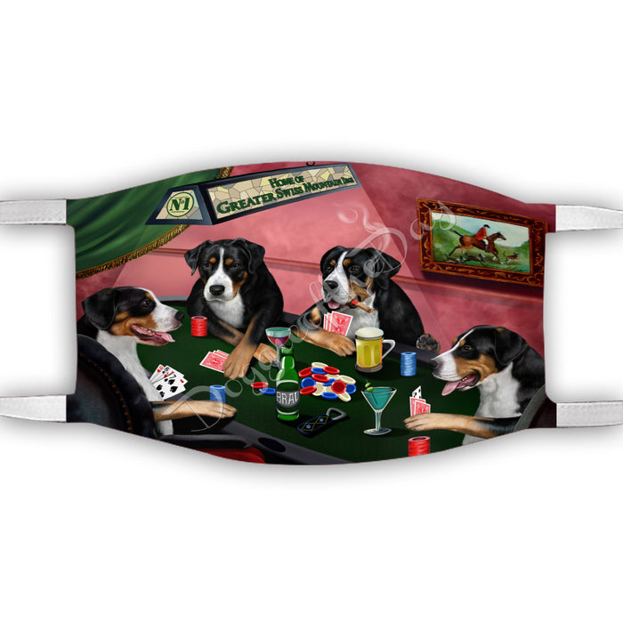 Home of Greater Swiss Mountain Dogs Playing Poker Face Mask FM49798