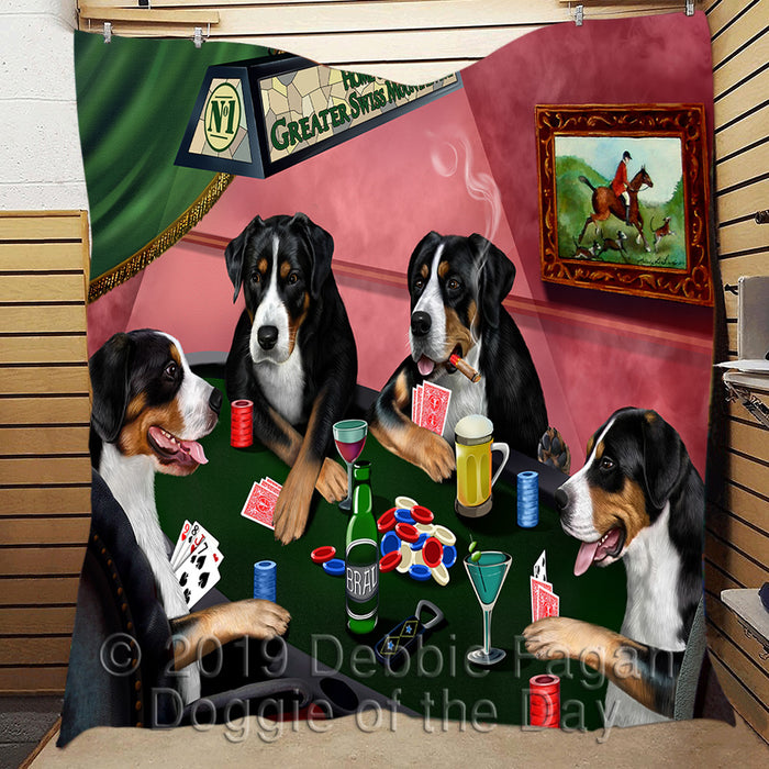 Home of  Greater Swiss Mountain Dogs Playing Poker Quilt