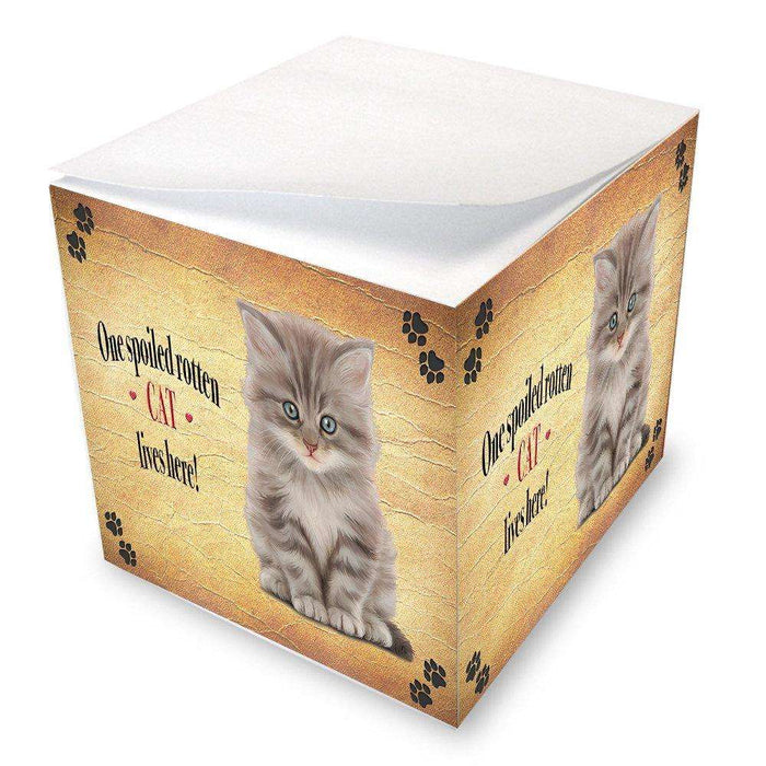 Grey Kitty Spoiled Rotten Cat Note Cube