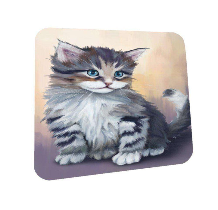 Grey Maine Coon Cat Coasters Set of 4