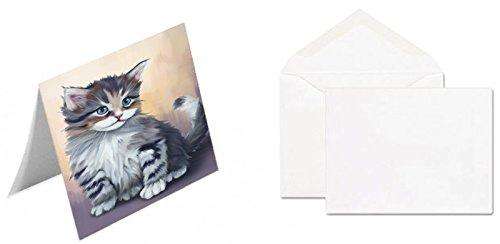 Grey Maine Coon Cat Handmade Artwork Assorted Pets Greeting Cards and Note Cards with Envelopes for All Occasions and Holiday Seasons