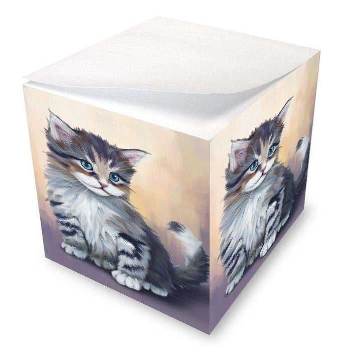 Grey Maine Coon Cat Note Cube