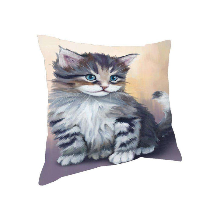 Grey Maine Coon Cat Throw Pillow