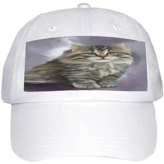 Grey Persian Cat Ball Hat Cap Off White
