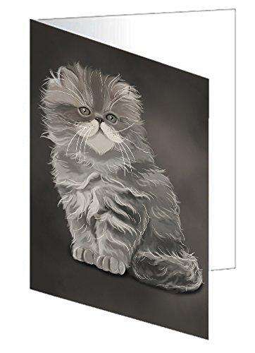 Grey Persian Cat Handmade Artwork Assorted Pets Greeting Cards and Note Cards with Envelopes for All Occasions and Holiday Seasons