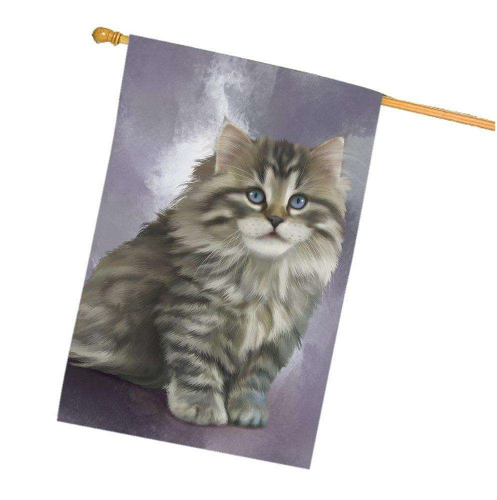 Grey Persian Cat House Flag