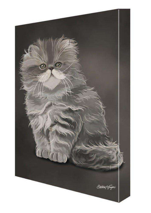Grey Persian Cat Painting Printed on Canvas Wall Art Signed