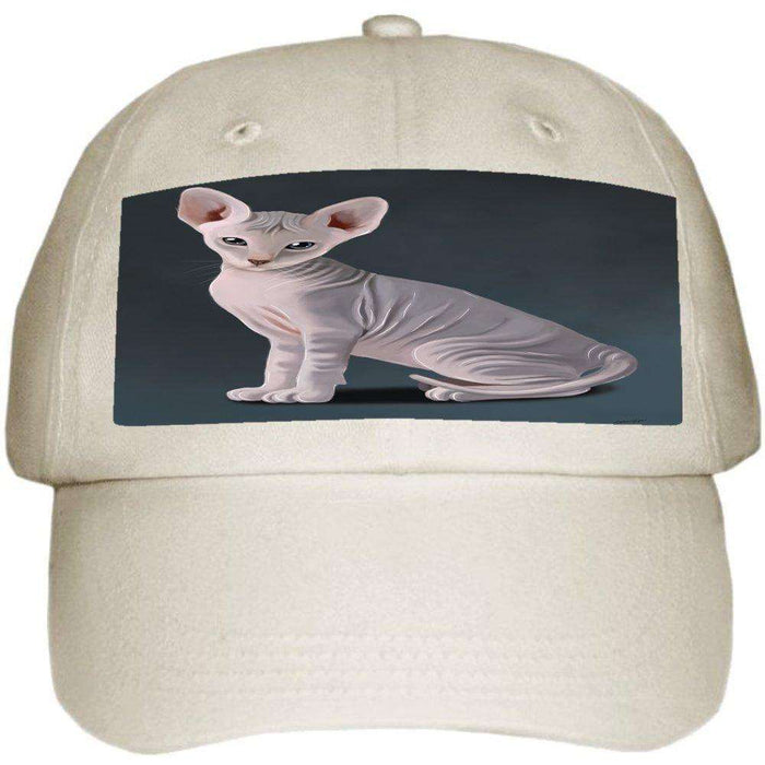 Grey Peterbald Cat Ball Hat Cap Off White