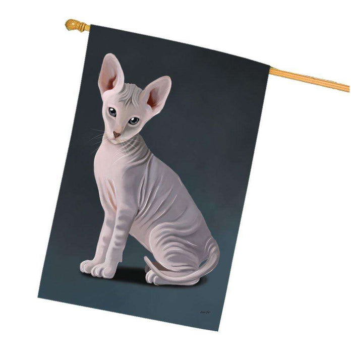 Grey Peterbald Cat House Flag