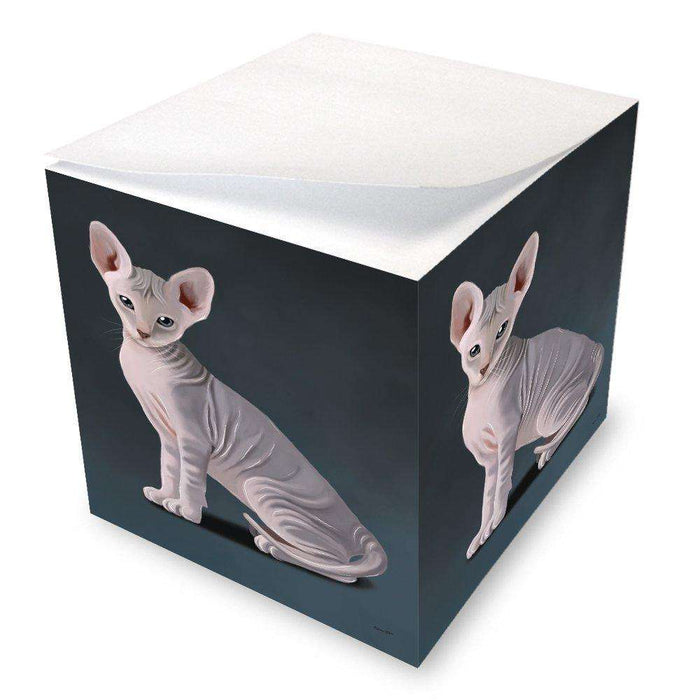 Grey Peterbald Cat Note Cube