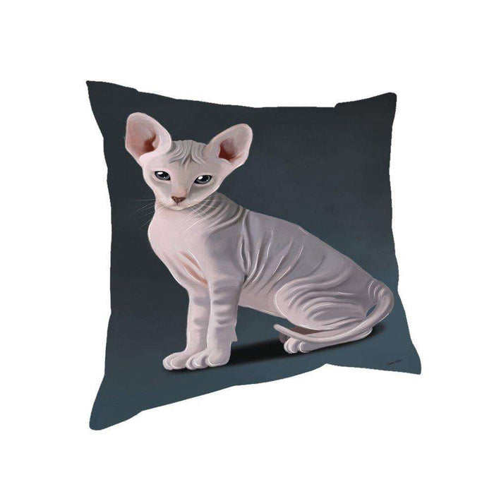 Grey Peterbald Cat Throw Pillow