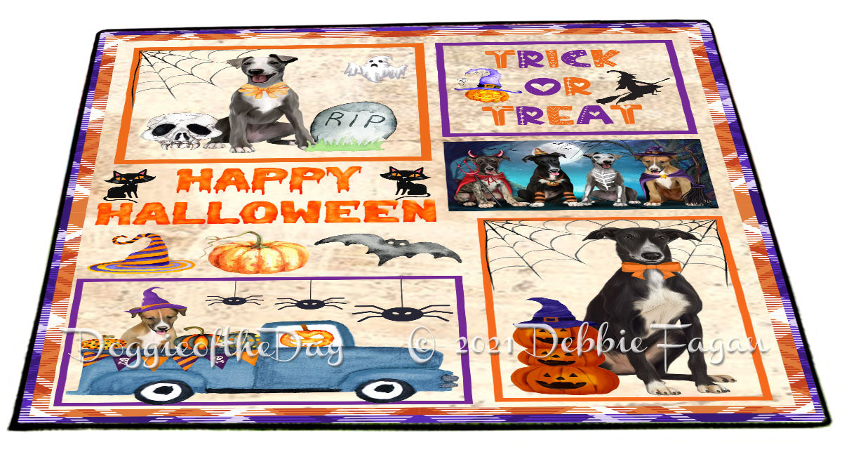 Happy Halloween Trick or Treat Greyhound Dogs Indoor/Outdoor Welcome Floormat - Premium Quality Washable Anti-Slip Doormat Rug FLMS58114