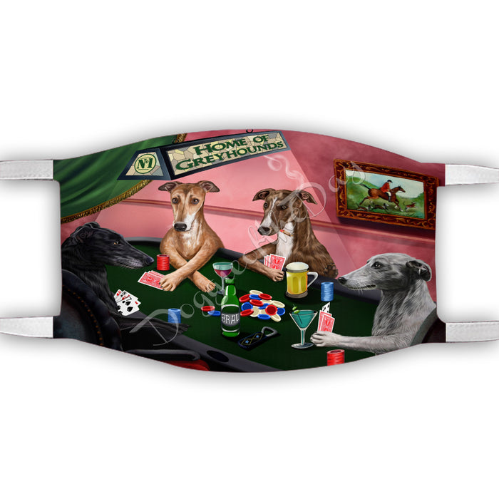 Home of Greyhound Dogs Playing Poker Face Mask FM49799