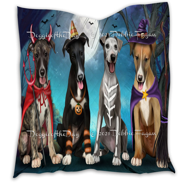 Happy Halloween Trick or Treat Greyhound Dogs Lightweight Soft Bedspread Coverlet Bedding Quilt QUILT60391