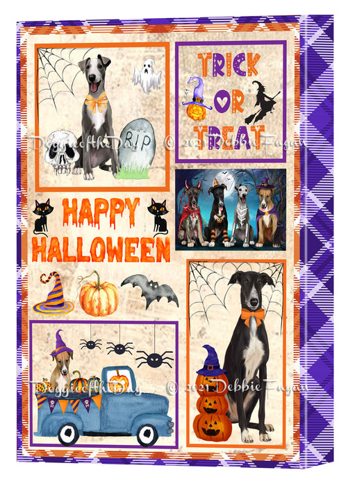 Happy Halloween Trick or Treat Greyhound Dogs Canvas Wall Art Decor - Premium Quality Canvas Wall Art for Living Room Bedroom Home Office Decor Ready to Hang CVS150569
