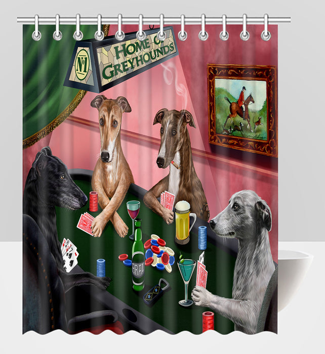 Home of  Greyhound Dogs Playing Poker Shower Curtain
