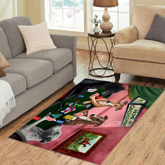 Home of  Greyhound Dogs Playing Poker Area Rug