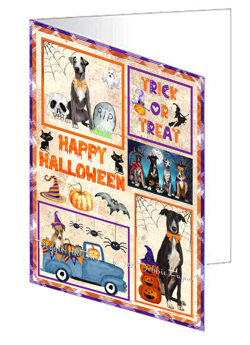 Happy Halloween Trick or Treat Greyhound Dogs Handmade Artwork Assorted Pets Greeting Cards and Note Cards with Envelopes for All Occasions and Holiday Seasons GCD76517