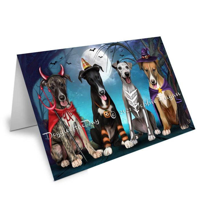 Happy Halloween Trick or Treat Greyhound Dogs Handmade Artwork Assorted Pets Greeting Cards and Note Cards with Envelopes for All Occasions and Holiday Seasons GCD76760