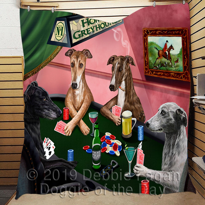 Home of  Greyhound Dogs Playing Poker Quilt