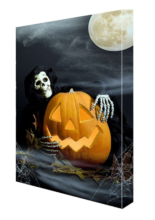 Halloween Pumpkin and Ghoul Canvas 11 x 14