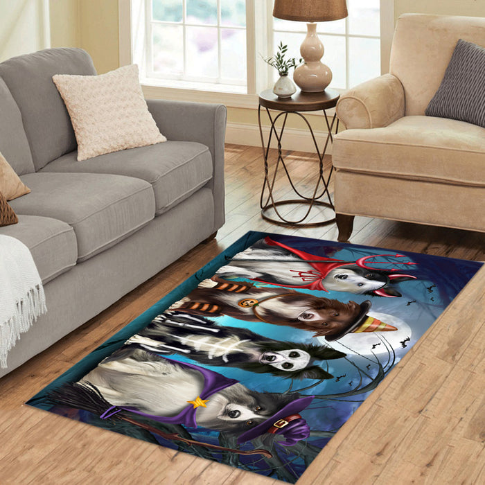 Halloween Trick or Teat Border Collie Dogs Area Rug