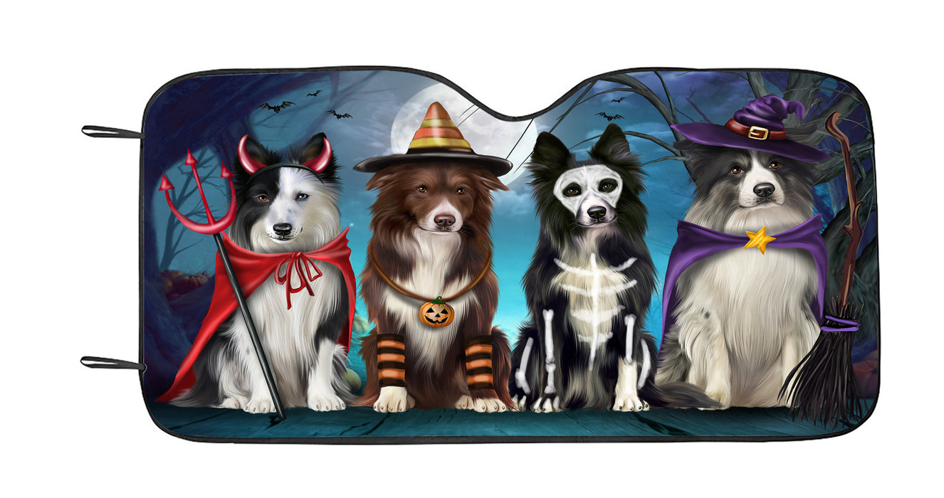 Halloween Trick or Teat Border Collie Dogs Car Sun Shade