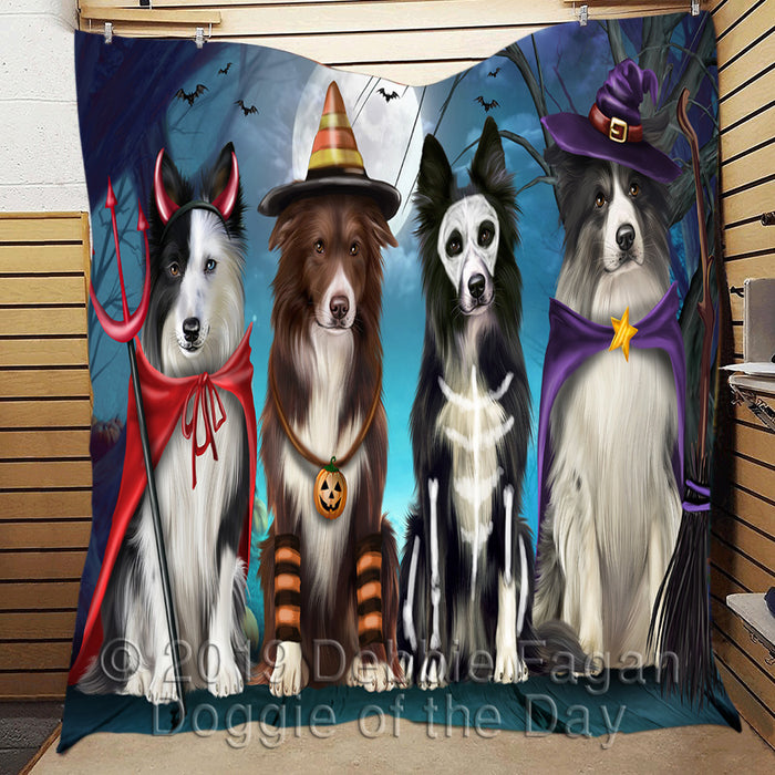 Happy Halloween Trick or Treat Border Collie Dogs Lightweight Soft Bedspread Coverlet Bedding Quilt QUILT60251
