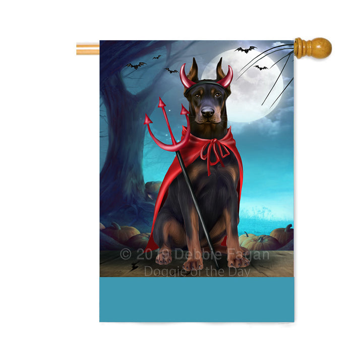 Personalized Happy Halloween Trick or Treat Doberman Pinscher Dog Devil Custom House Flag FLG64156