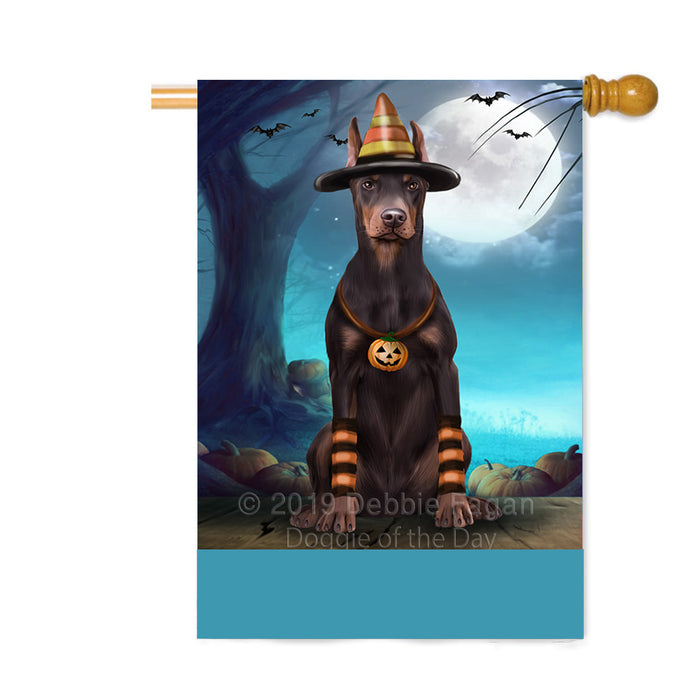 Personalized Happy Halloween Trick or Treat Doberman Pinscher Dog Candy Corn Custom House Flag FLG64101