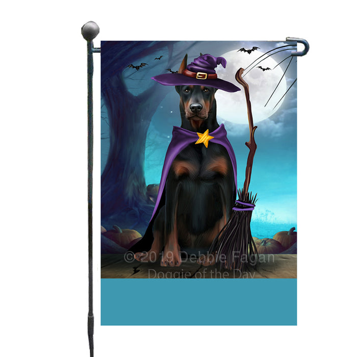 Personalized Happy Halloween Trick or Treat Doberman Pinscher Dog Witch Custom Garden Flag GFLG64575