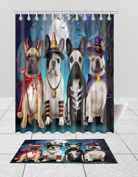 Halloween Trick or Teat French BullDogs Bath Mat and Shower Curtain Combo