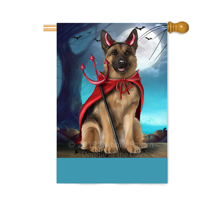 Personalized Happy Halloween Trick or Treat German Shepherd Dog Devil Custom House Flag FLG64157